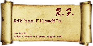 Rózsa Filomén névjegykártya